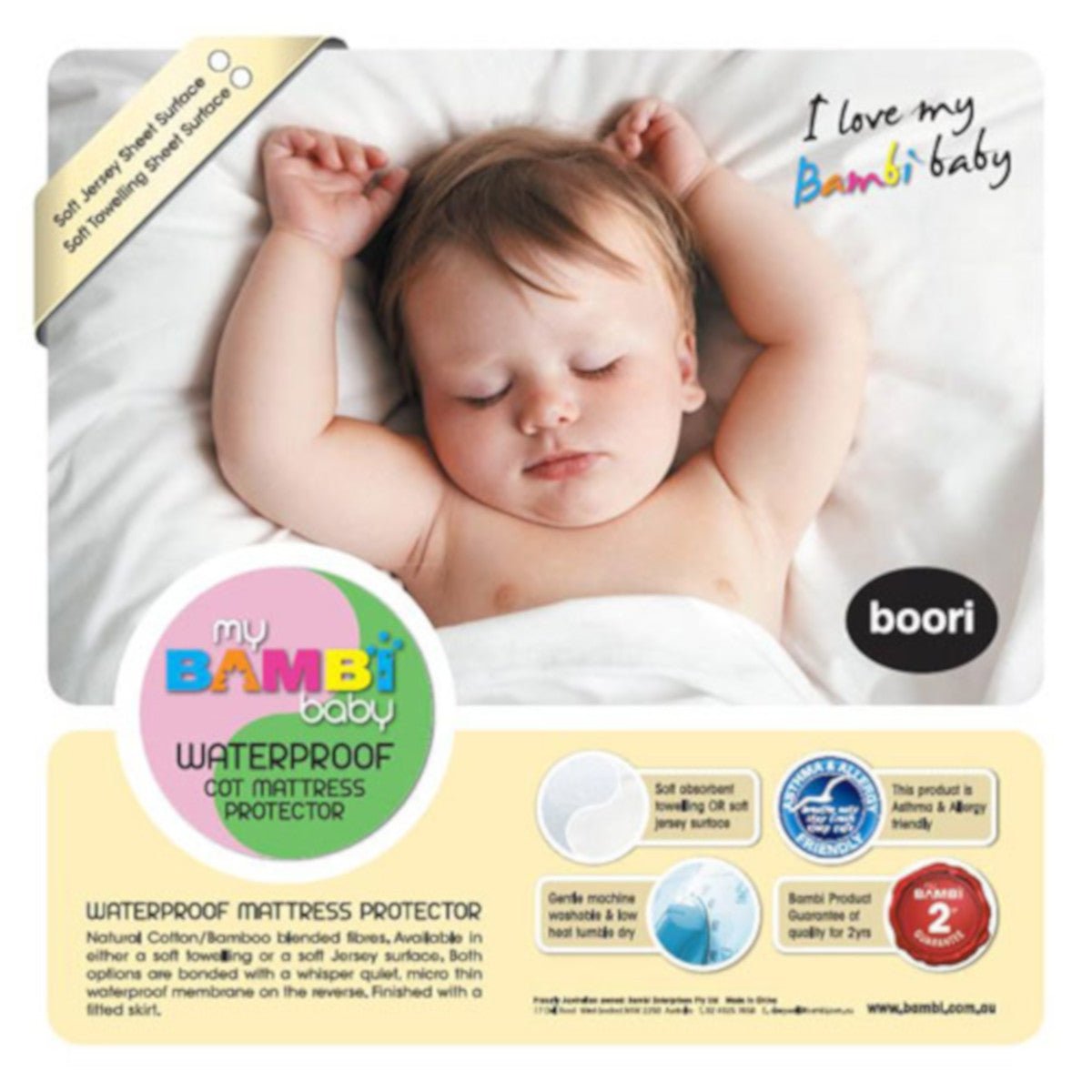 Bambi Cotton Bamboo Cot Mattress Protector Strechknit - Mattress & Pillow ScienceProtection