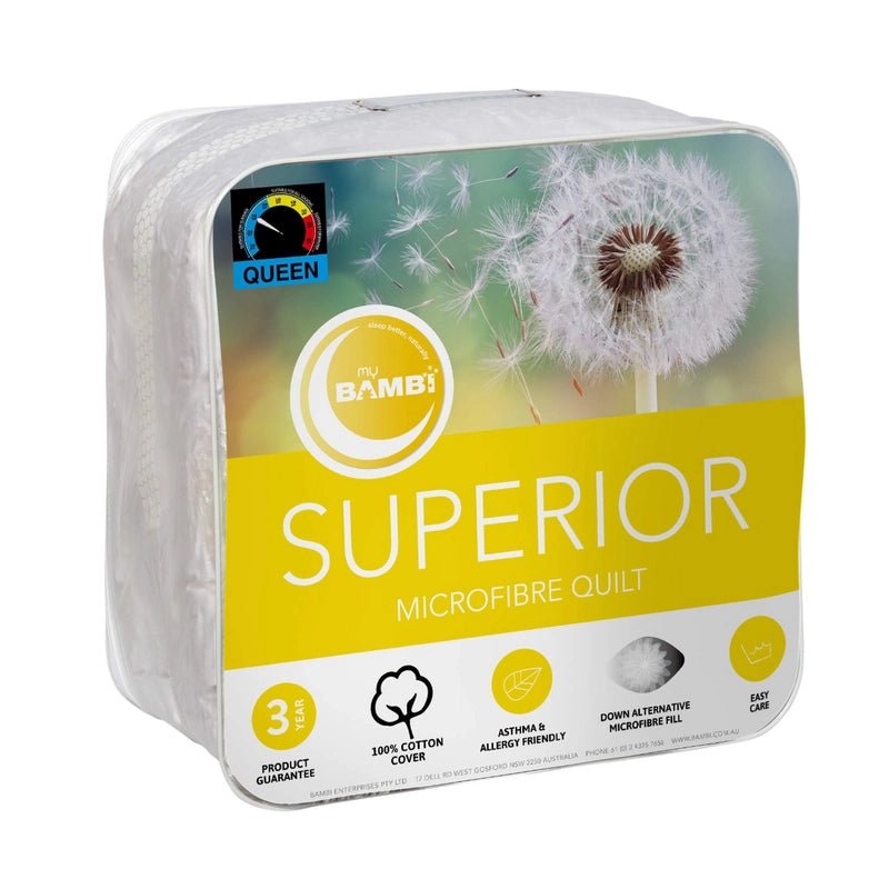Bambi Superior Microfibre Quilt With Cotton Cover 300GSM Light Loft - Mattress & Pillow ScienceQuilts & Doonas