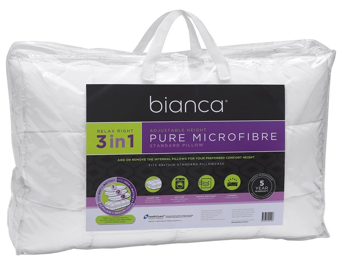 Bianca 3in1 Relax Right Adjustable Microfibre Pillow - Mattress & Pillow SciencePillows