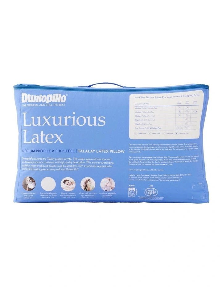 Dunlopillo Luxurious Latex Classic Medium Profile & Firm Feel Pillow - Mattress & Pillow SciencePillows