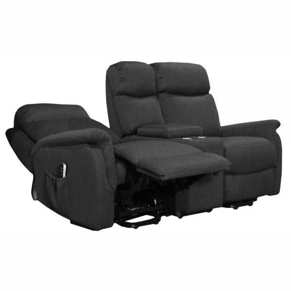 Elevate Ascot Dual Motor Loveseat with Center Console Fabric - Mattress & Pillow ScienceLift Chairs