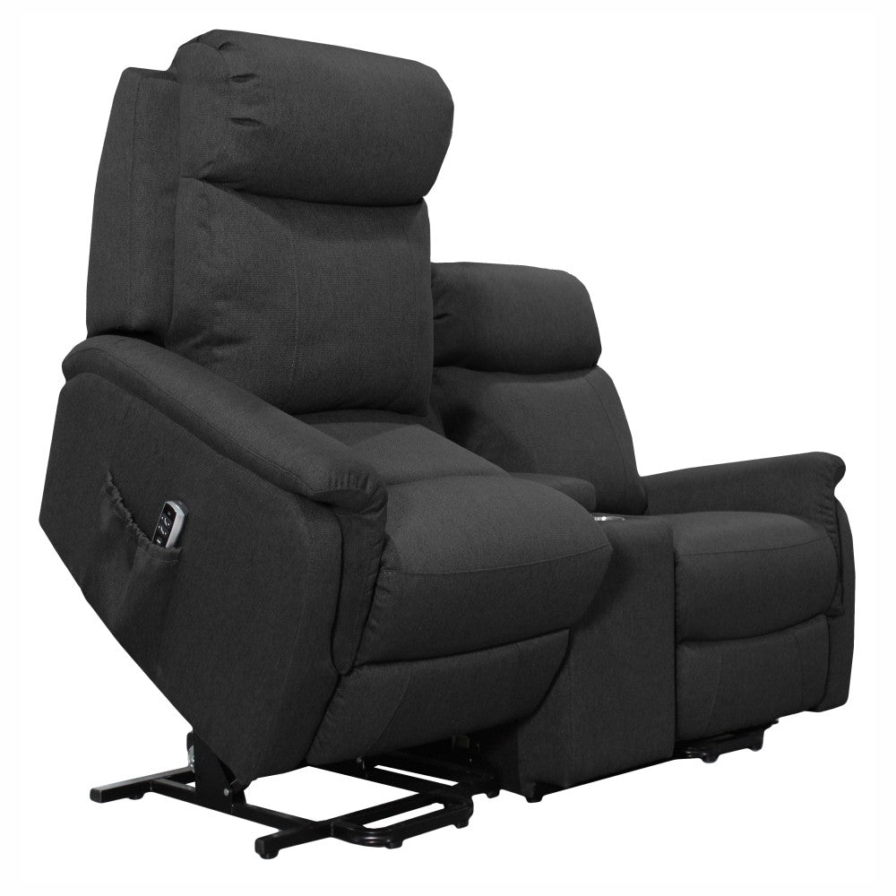 Elevate Ascot Dual Motor Loveseat with Center Console Leather - Mattress & Pillow ScienceLift Chairs
