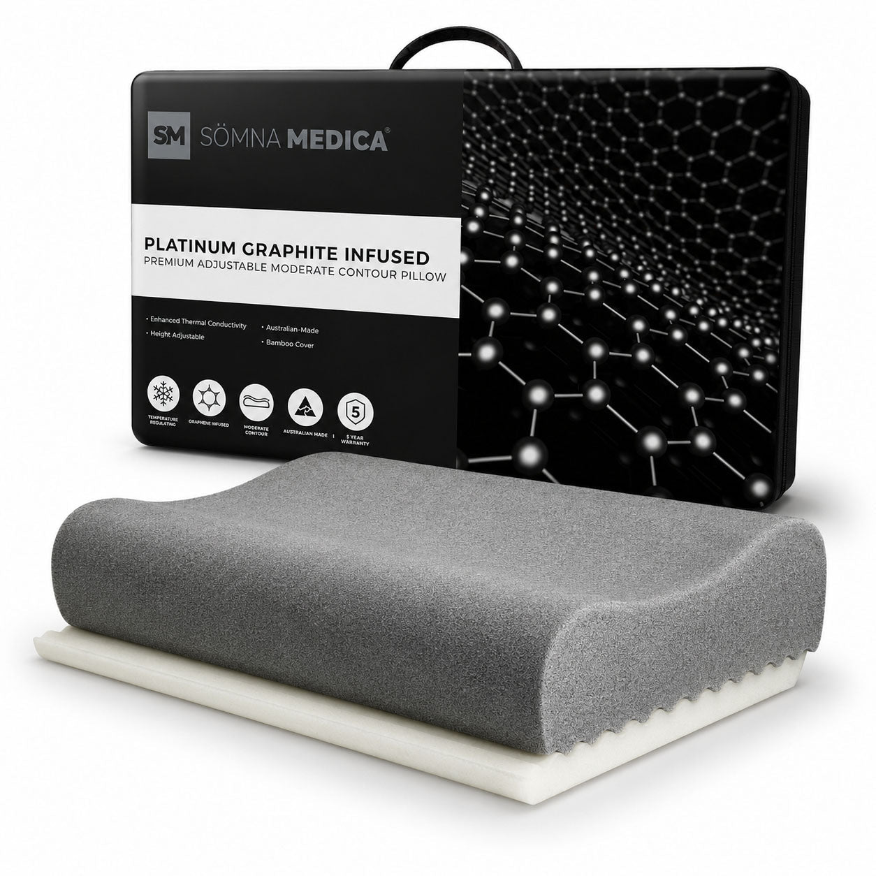 Somna Medica Graphite Infused Moderate Contour Adjustable Pillow - Mattress & Pillow SciencePillows
