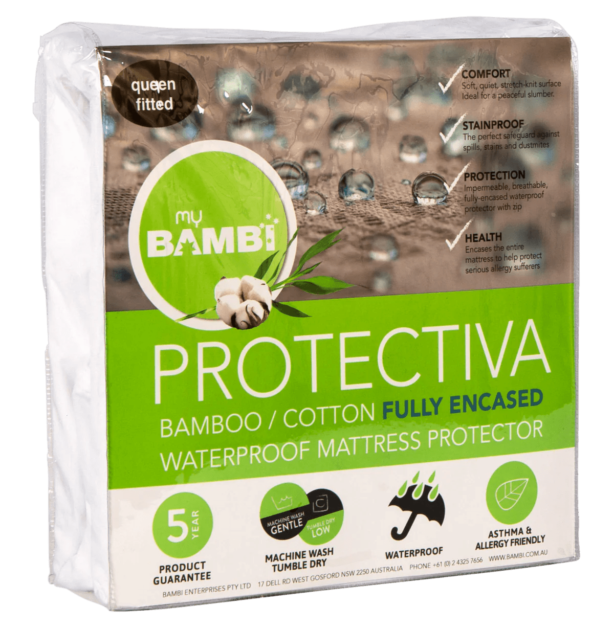 Bambi Protectiva Encasement Cotton Bamboo Knit Stretch Waterproof Mattress Protector - Mattress & Pillow ScienceProtection