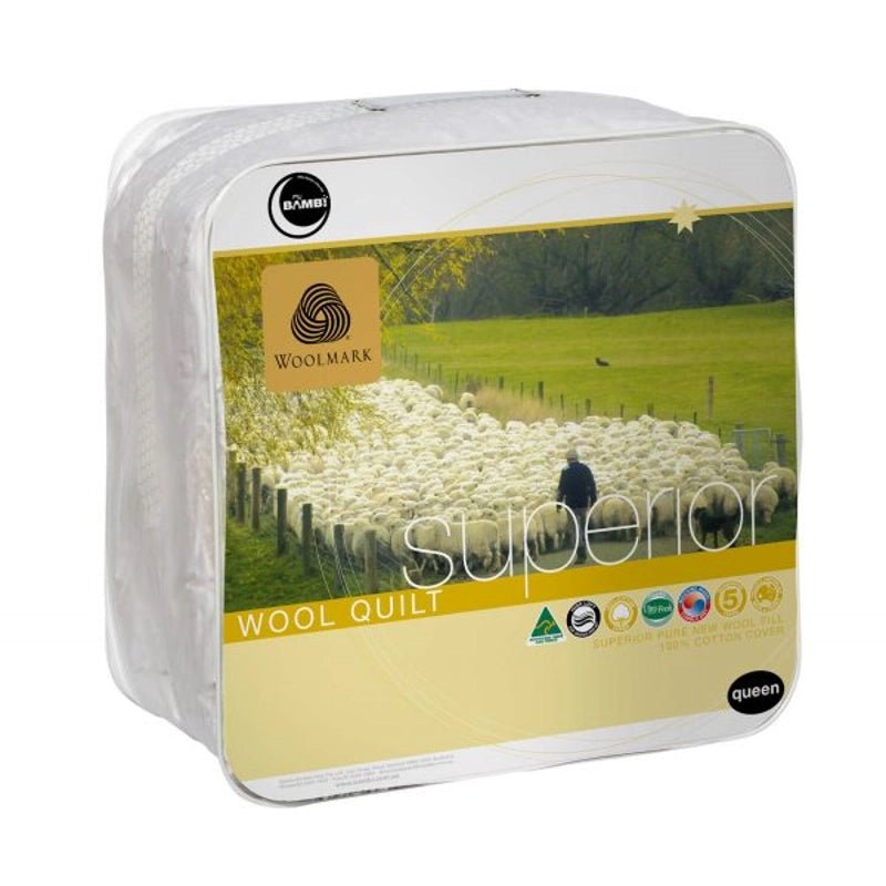 Bambi Superior Wool Quilt With Cotton Japara Cover 300 & 430GSM All Seasons - Mattress & Pillow ScienceQuilts & Doonas