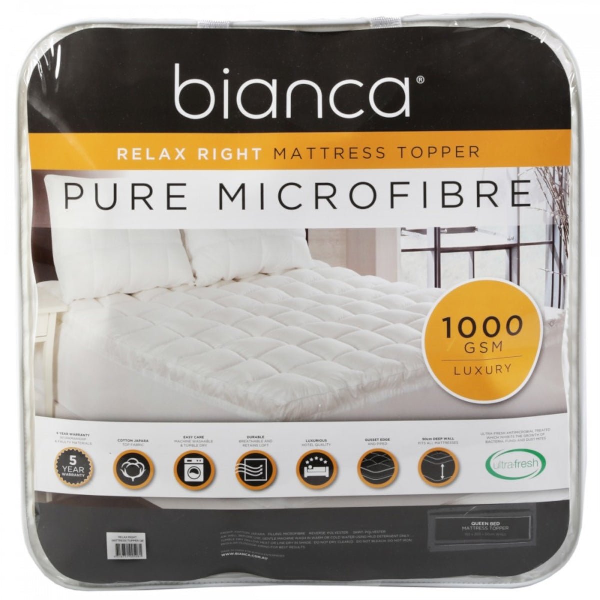 Bianca 1000GSM Microfibre Topper - Mattress & Pillow ScienceToppers