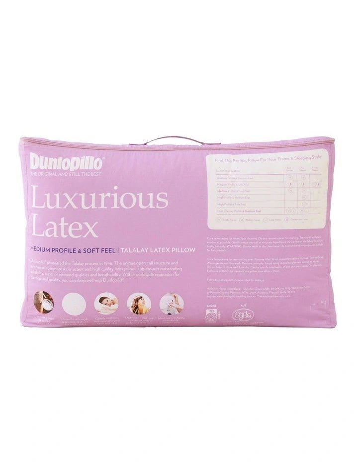 Dunlopillo Luxurious Latex Foam Medium Profile Soft Feel Pillow - Mattress & Pillow SciencePillows