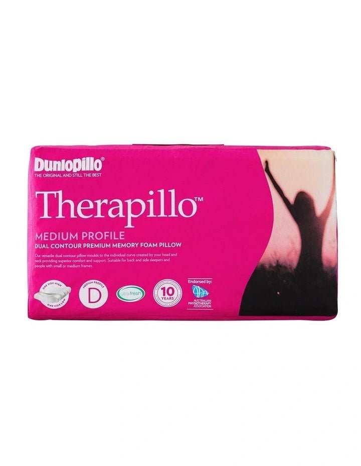 Dunlopillo Therapillo Premium Memory Foam Medium Profile Dual Contour Pillow - Mattress & Pillow SciencePillows