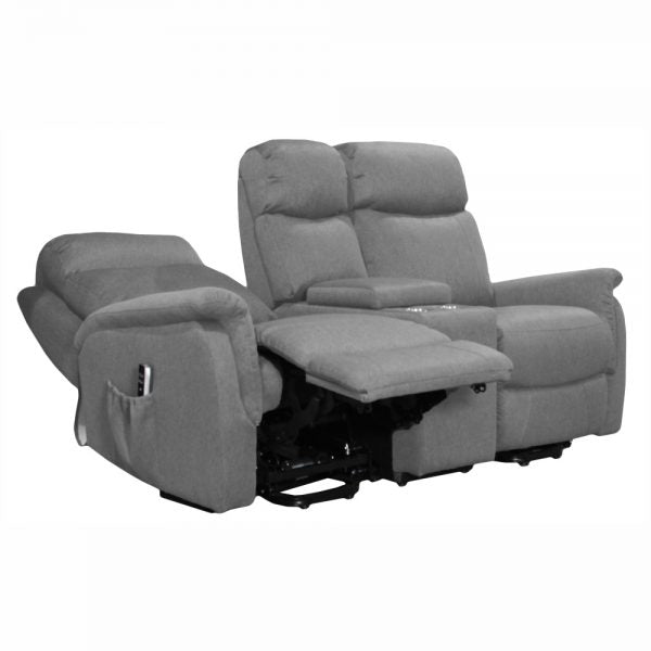 Elevate Ascot Dual Motor Loveseat with Center Console Fabric - Mattress & Pillow ScienceLift Chairs