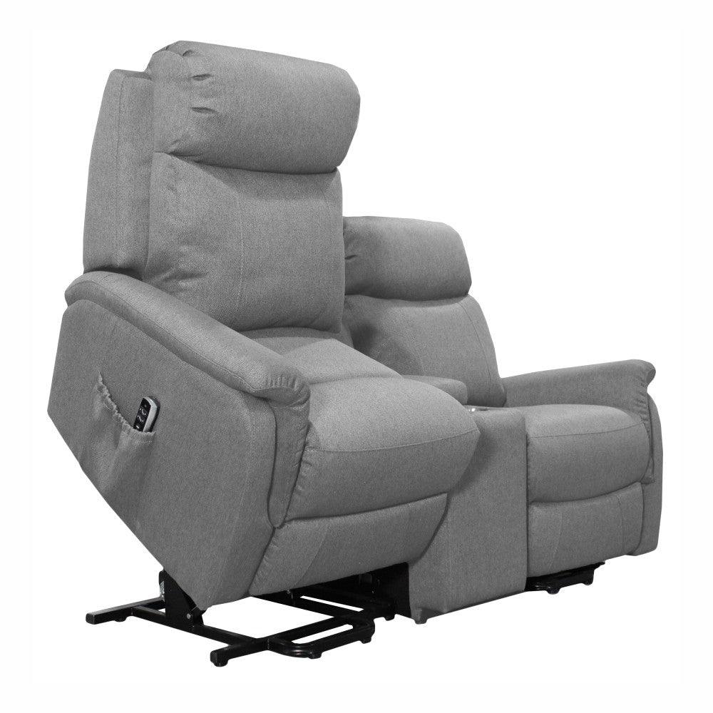 Elevate Ascot Dual Motor Loveseat with Center Console Fabric - Mattress & Pillow ScienceLift Chairs