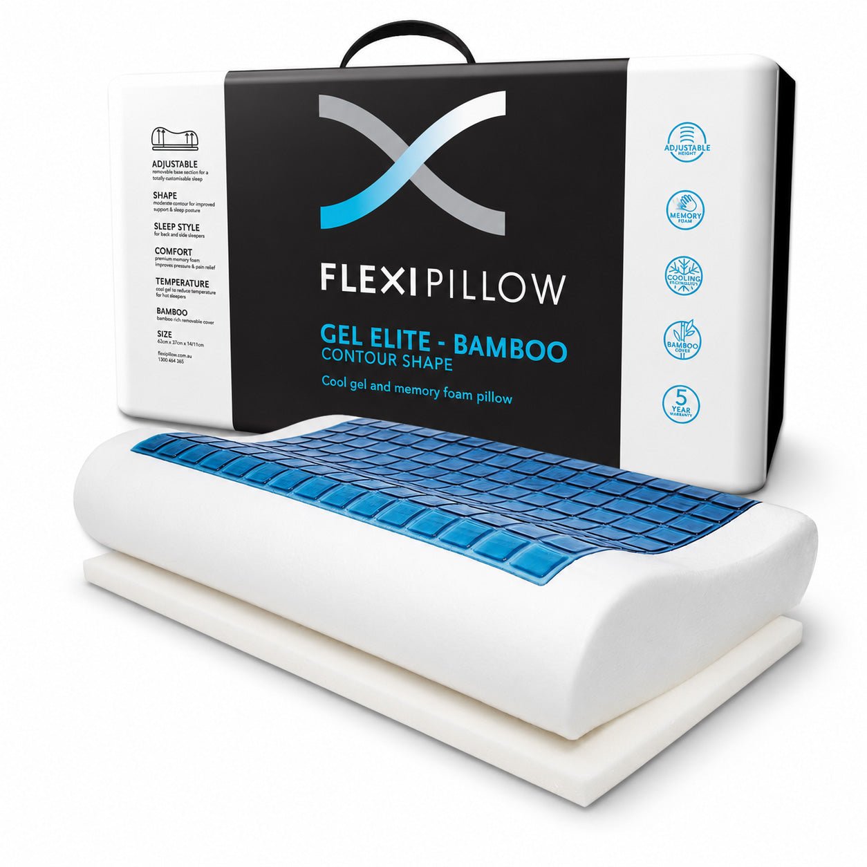 Flexi Pillow - Gel Contour With Bamboo - Mattress & Pillow SciencePillows