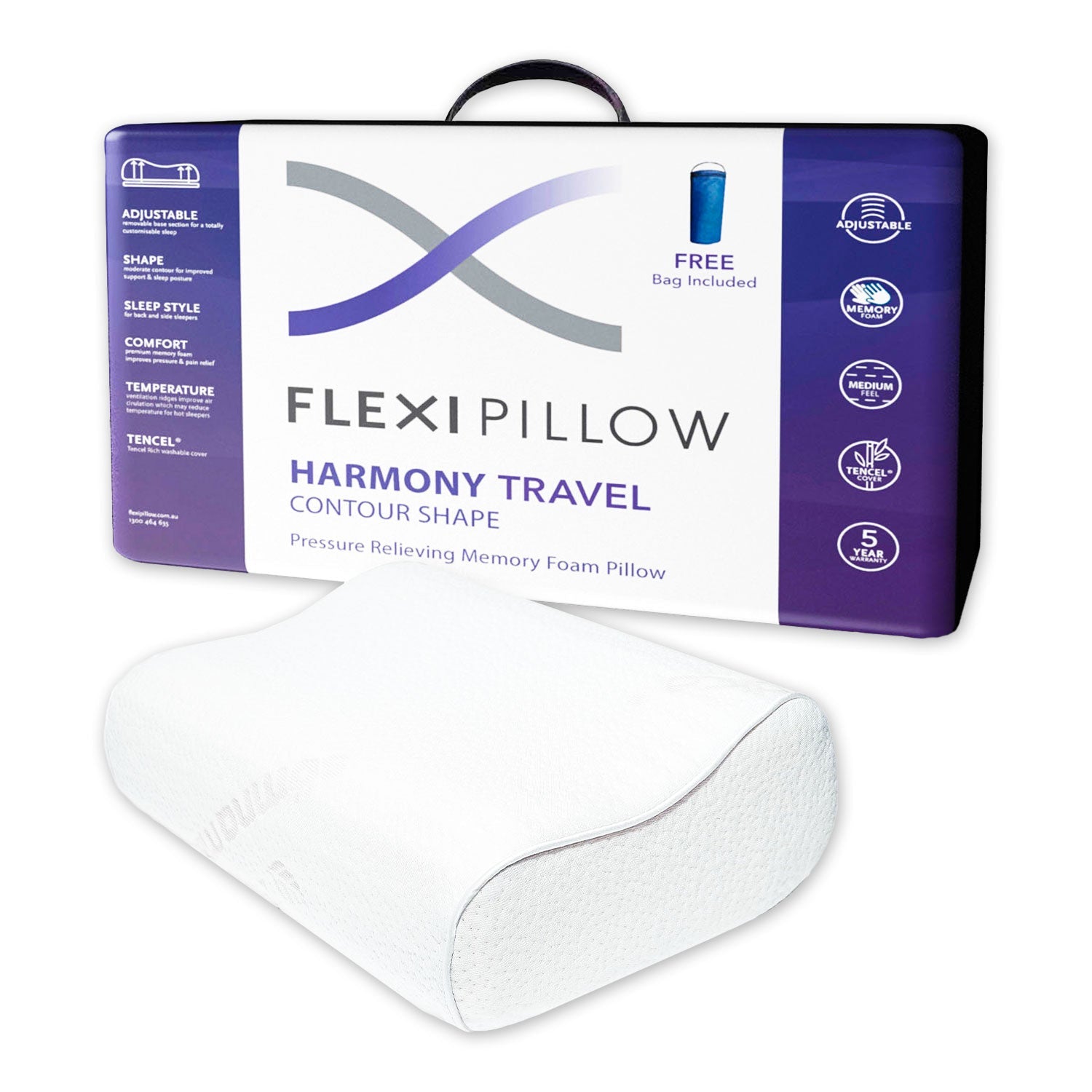 Flexi Pillow - Harmony Travel Pillow - Mattress & Pillow SciencePillows