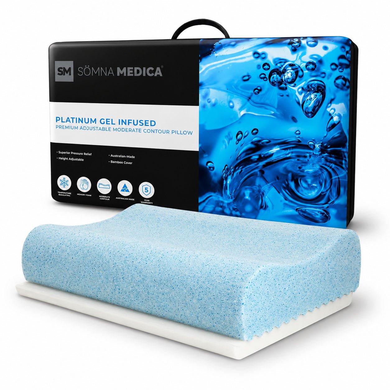 Somna Medica Gel Infused Moderate Contour Adjustable Pillow - Mattress & Pillow SciencePillows